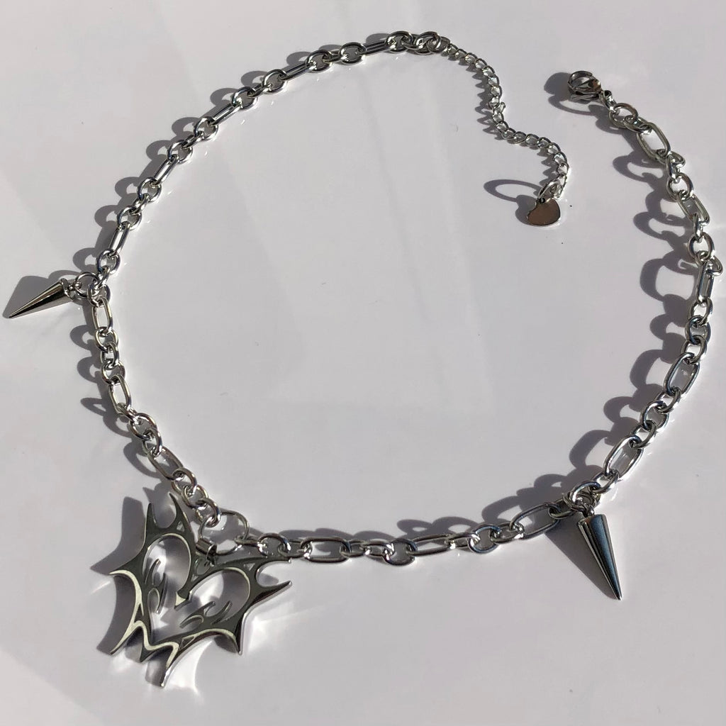 Tribal Heart Necklace with Spikes
