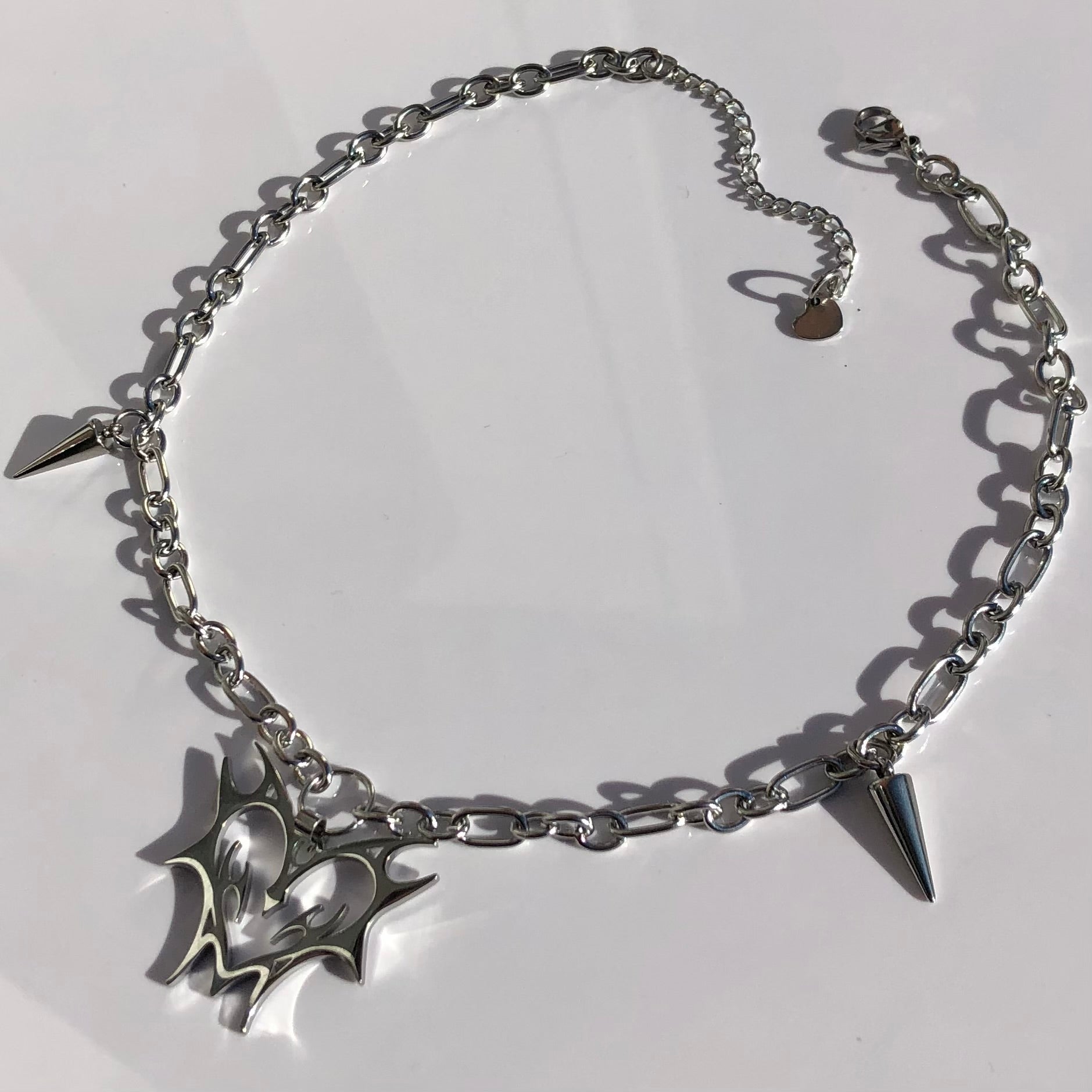 Tribal Heart Necklace with Spikes