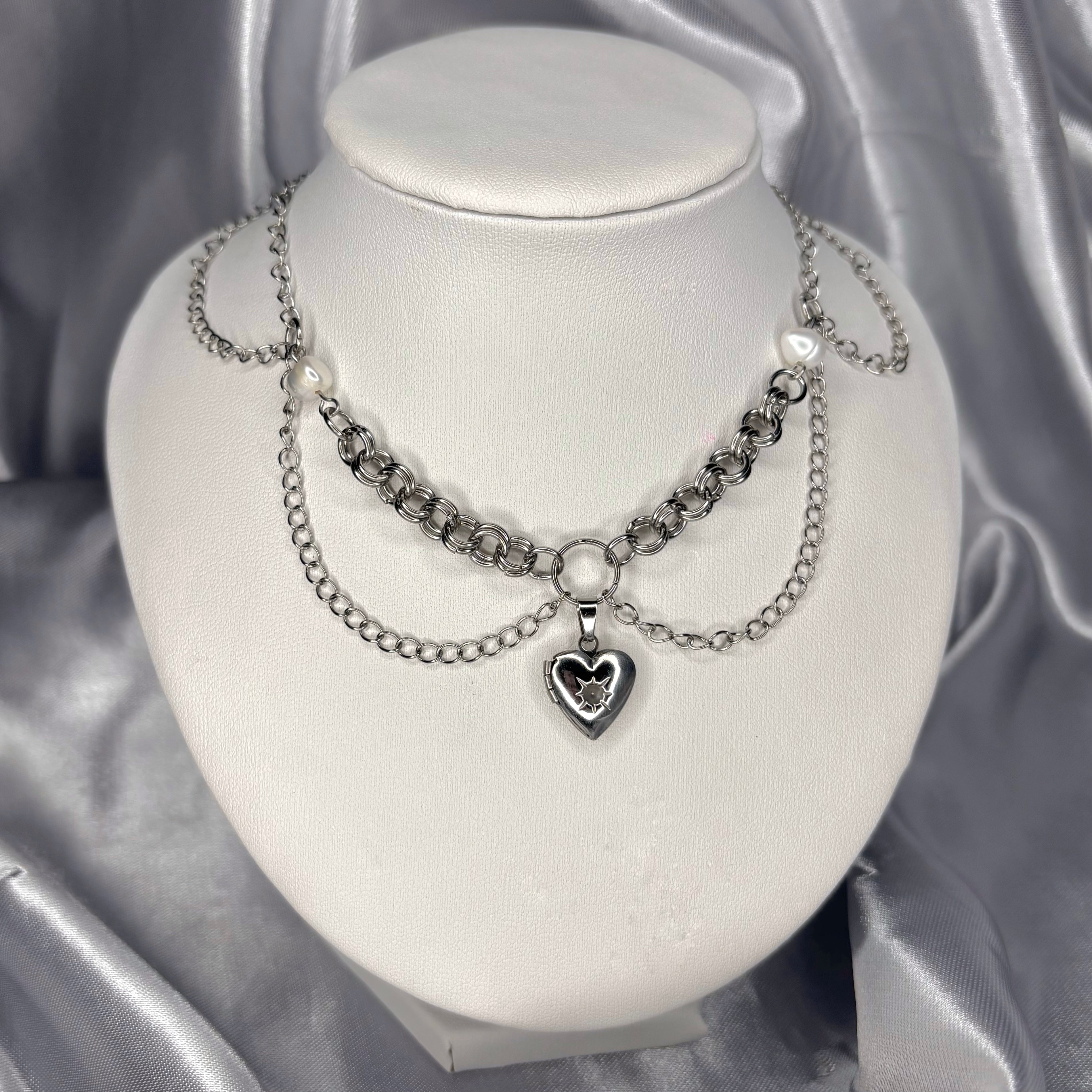 Chainmail Heart Locket Necklace
