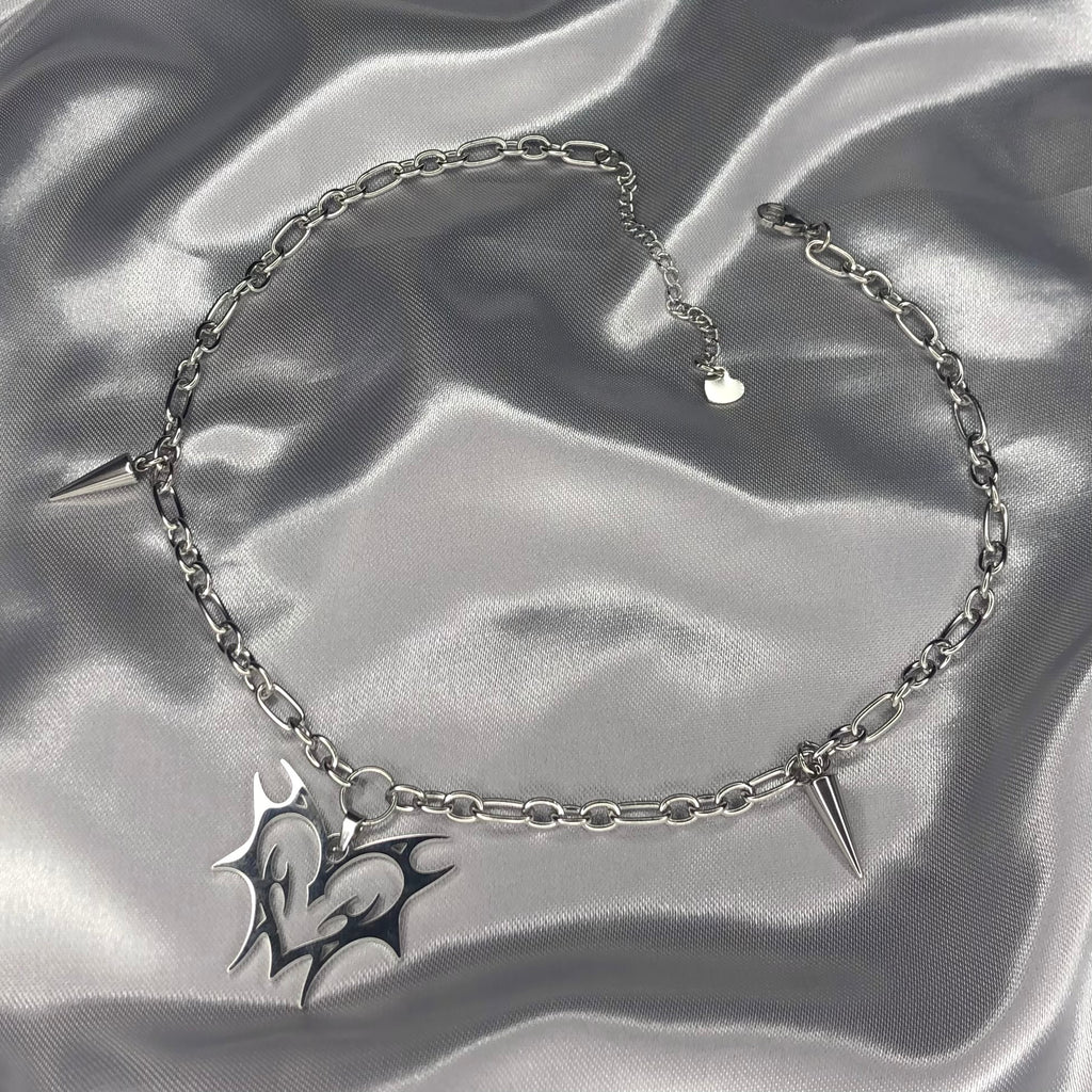 Tribal Heart Necklace with Spikes