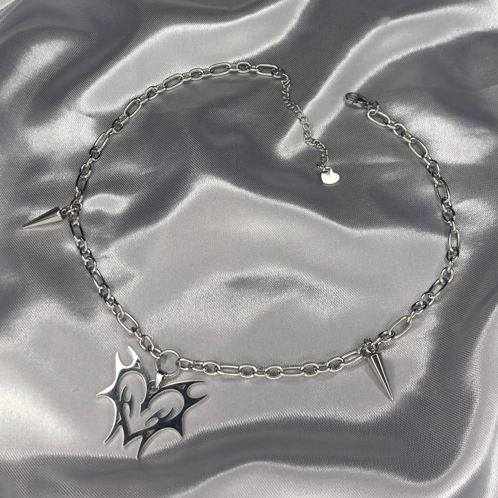 Tribal Heart Necklace with Spikes
