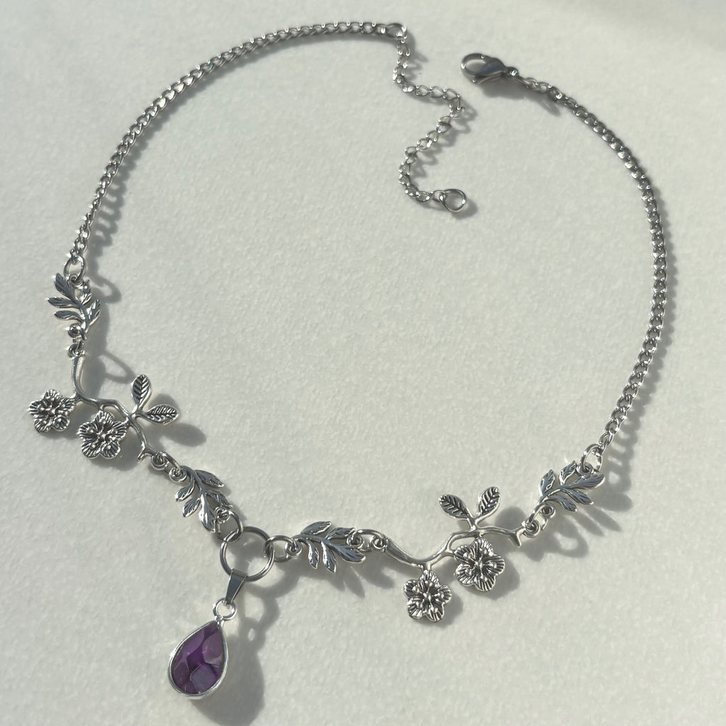 Floral Crystal Branch Necklace