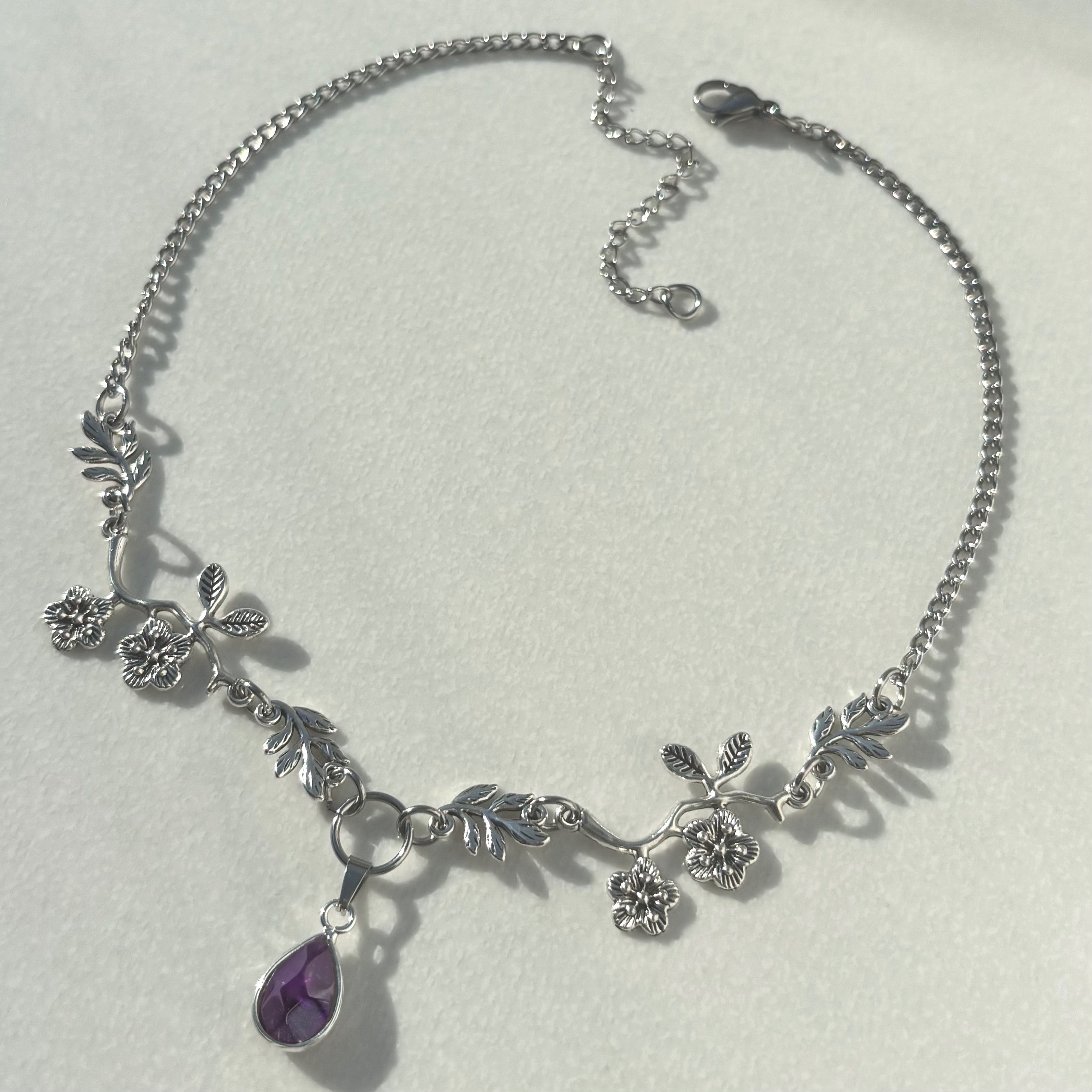 Floral Crystal Branch Necklace