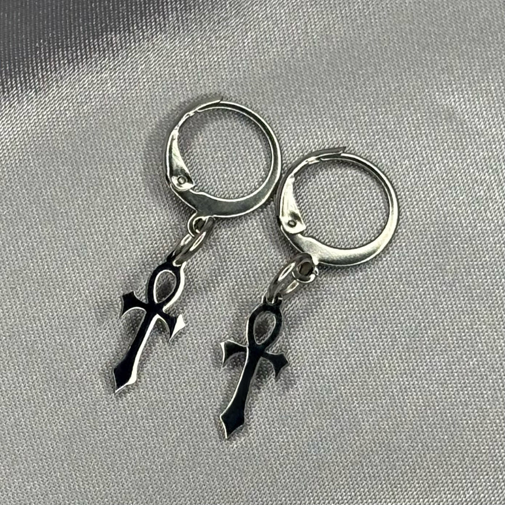 Mini Stainless Steel Ankh Earrings