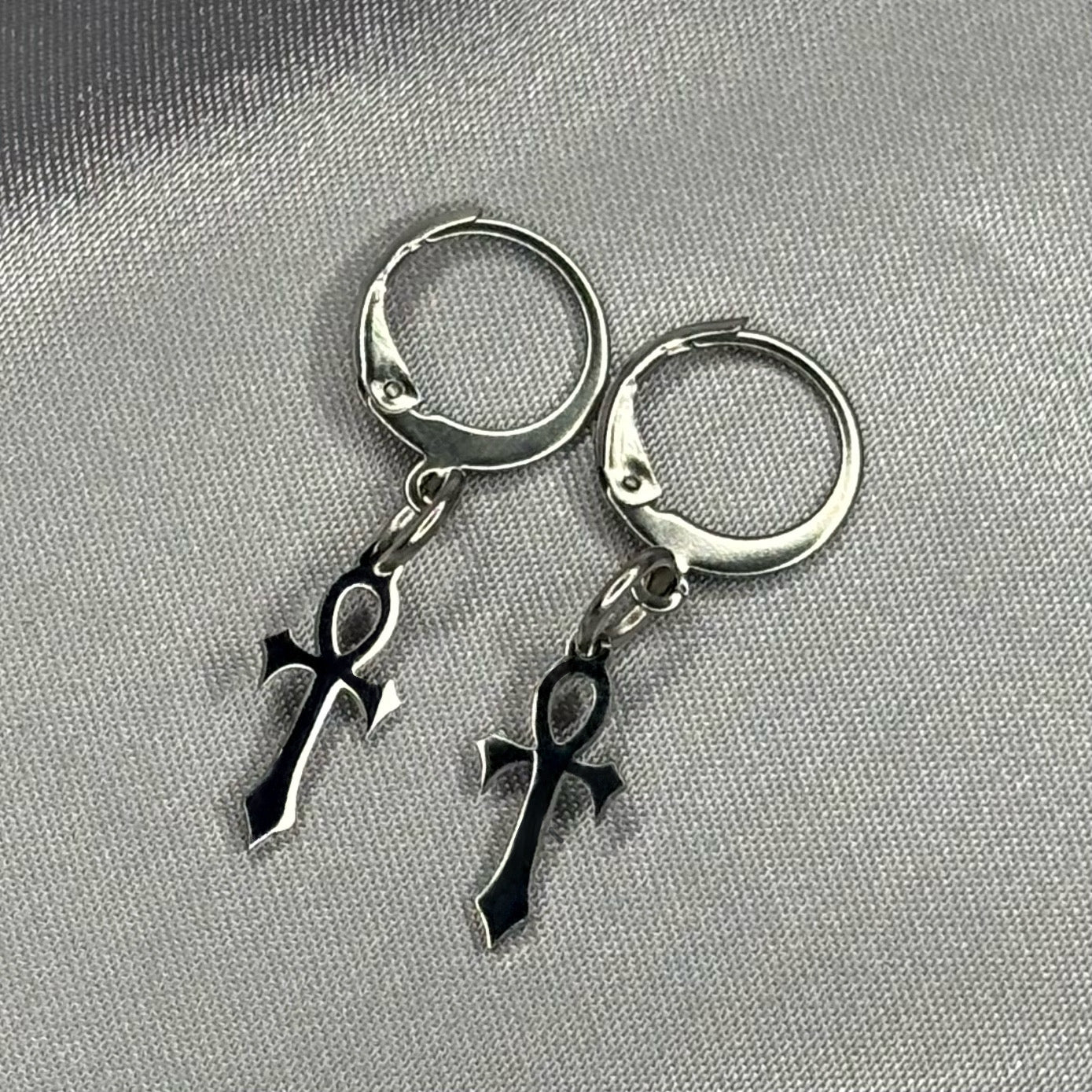 Mini Stainless Steel Ankh Earrings