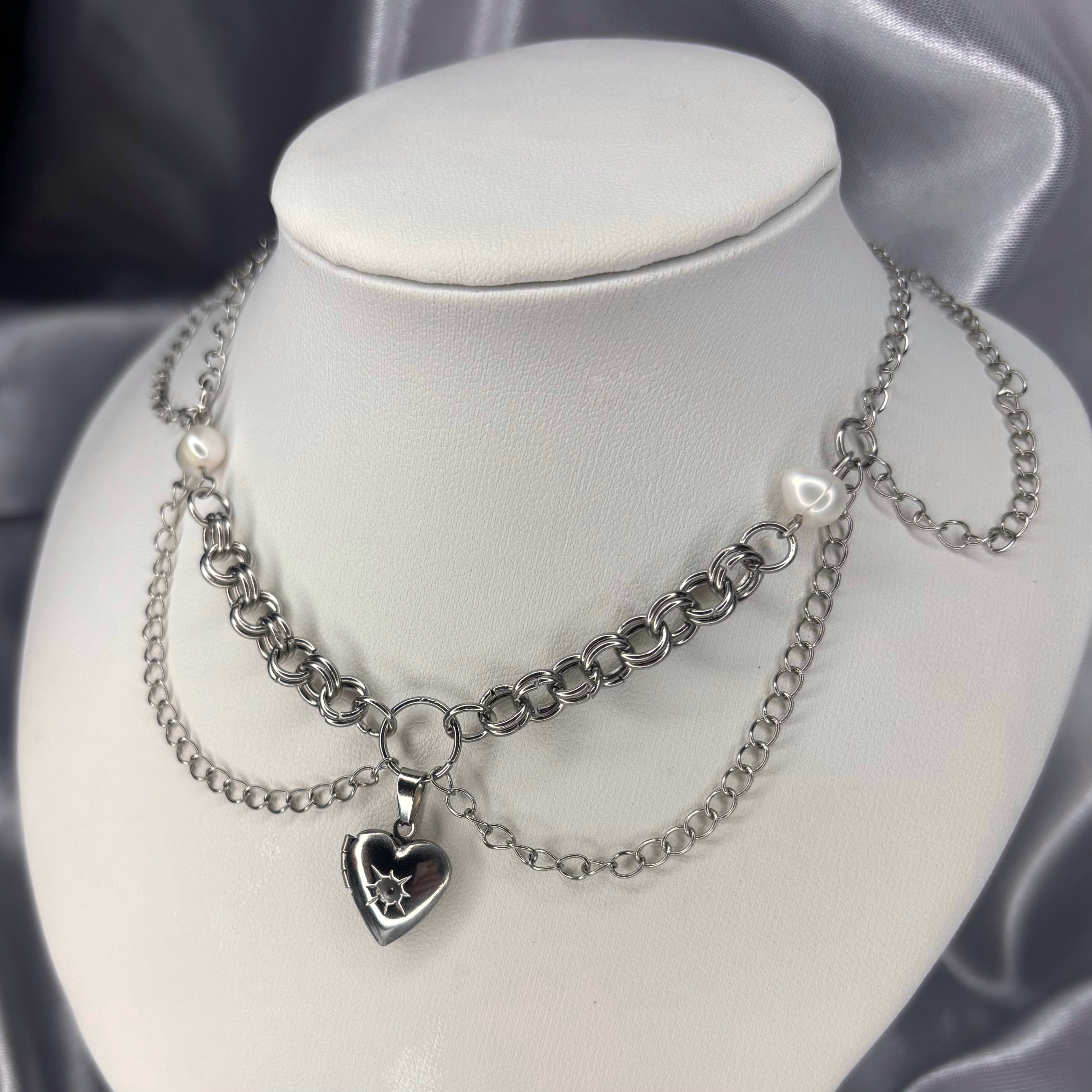Chainmail Heart Locket Necklace