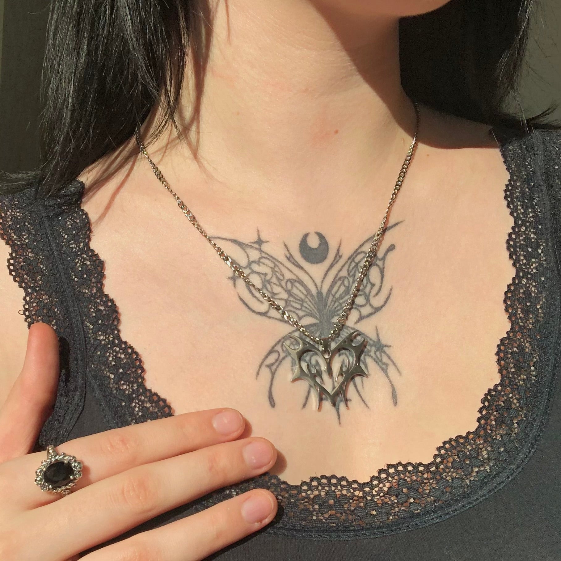 Tribal Heart Necklace Simple Chain