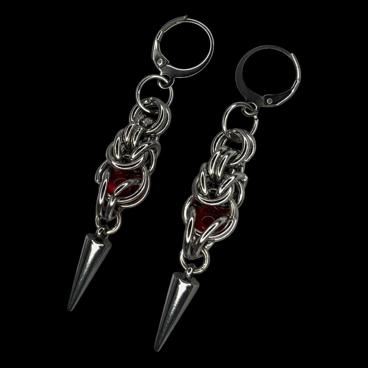Caged Pearl Chainmail Earrings