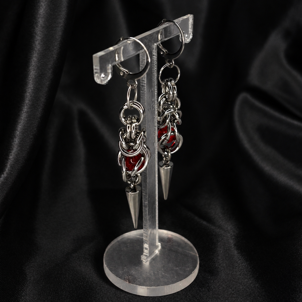 Caged Pearl Chainmail Earrings