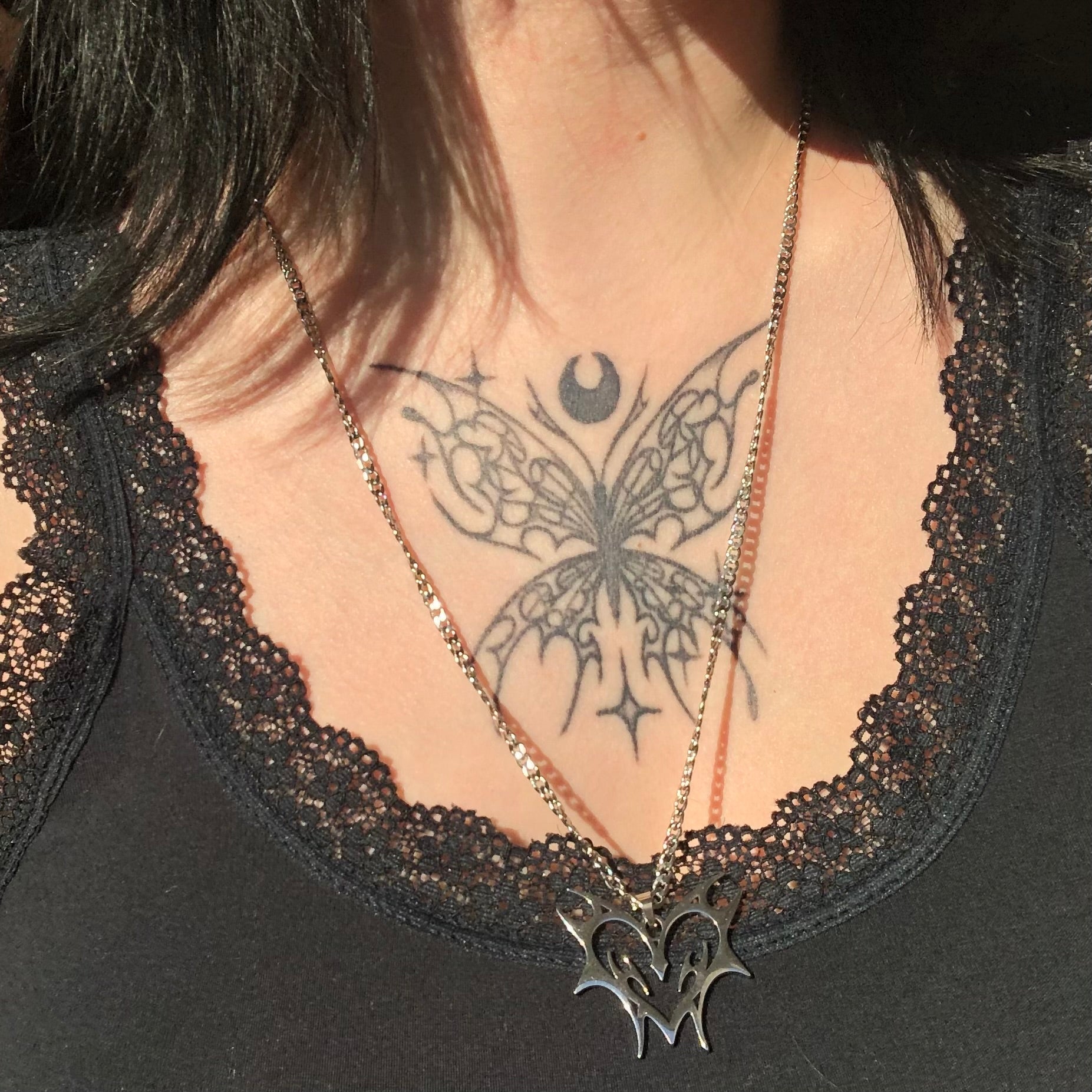 Tribal Heart Necklace Simple Chain