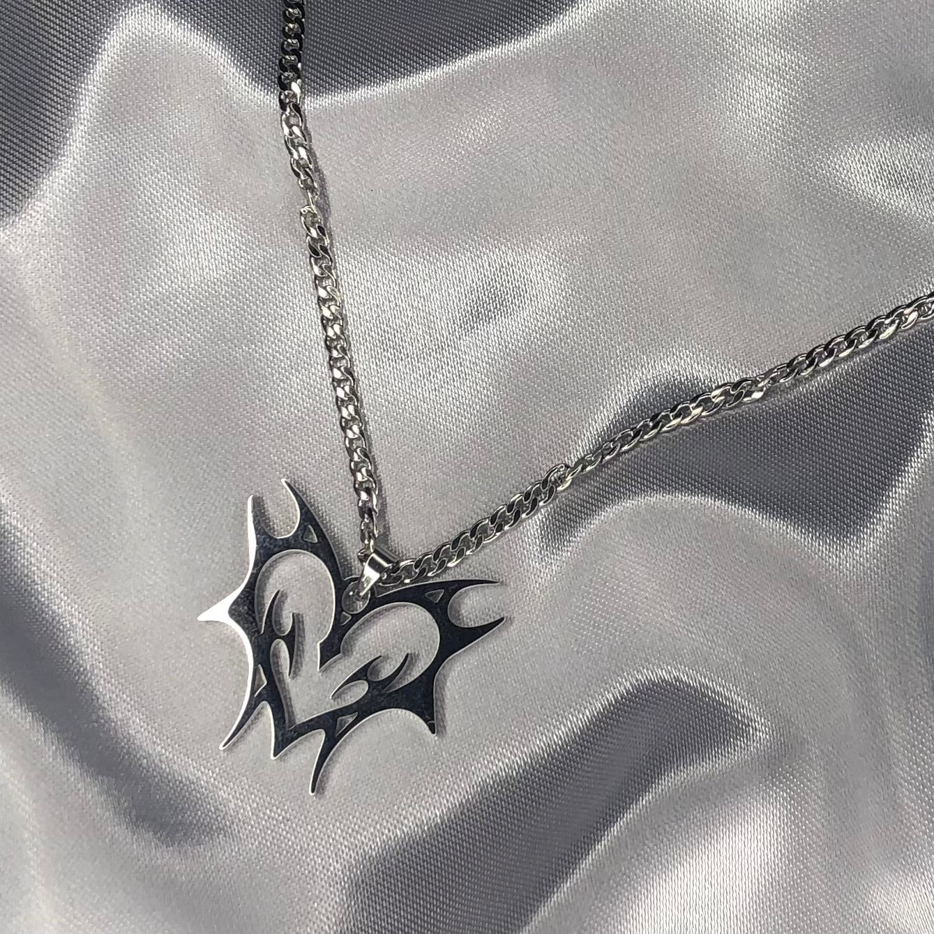 Tribal Heart Necklace Simple Chain