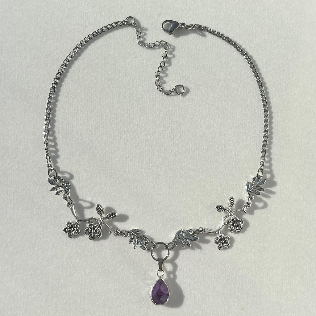 Floral Crystal Branch Necklace