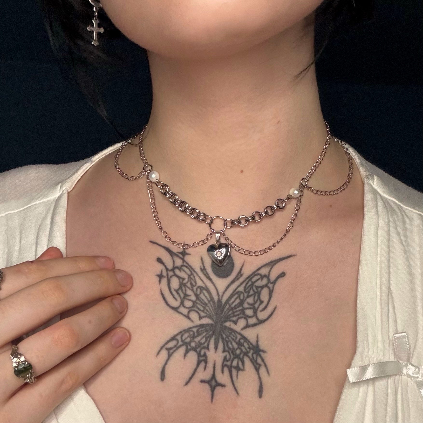 Chainmail Heart Locket Necklace