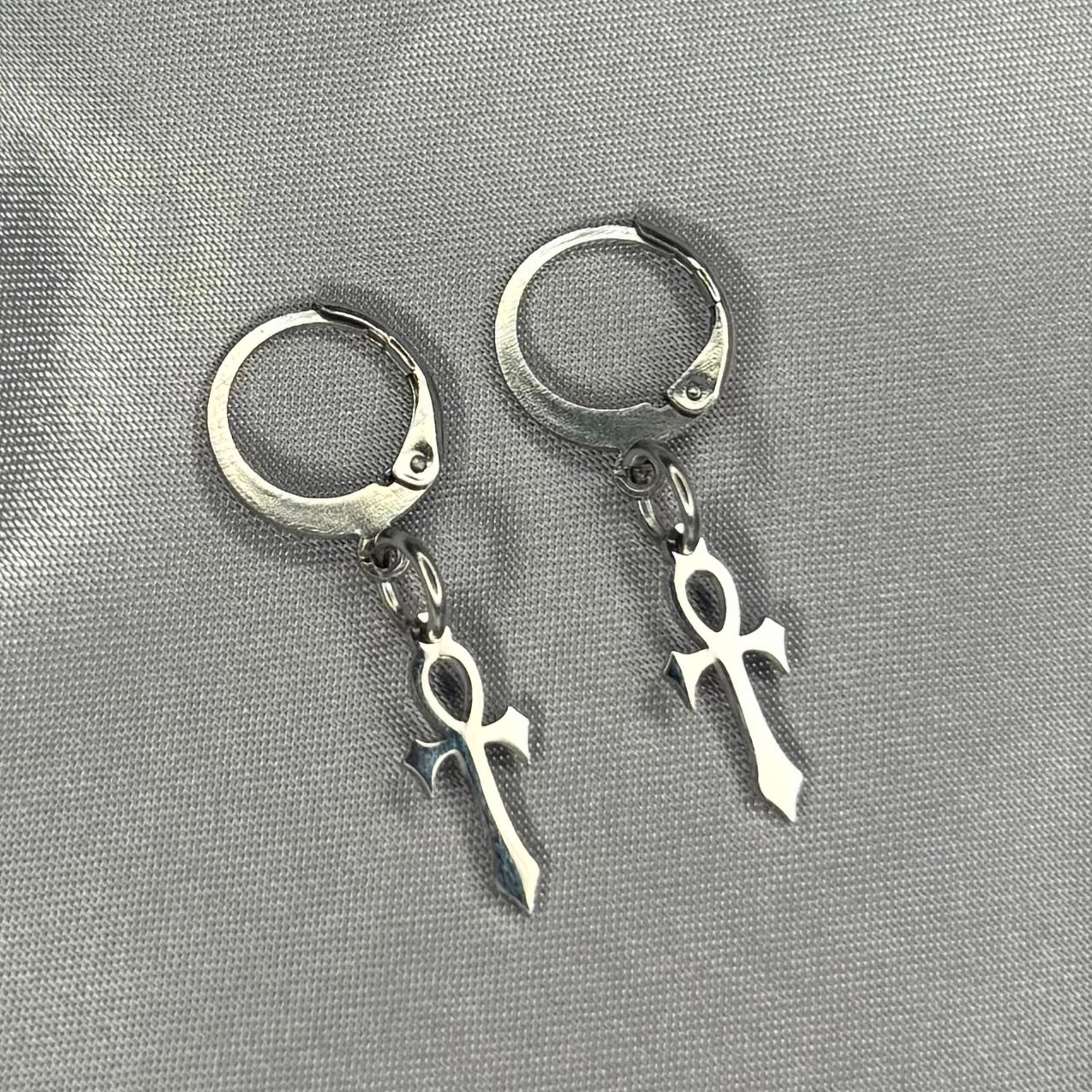 Mini Stainless Steel Ankh Earrings