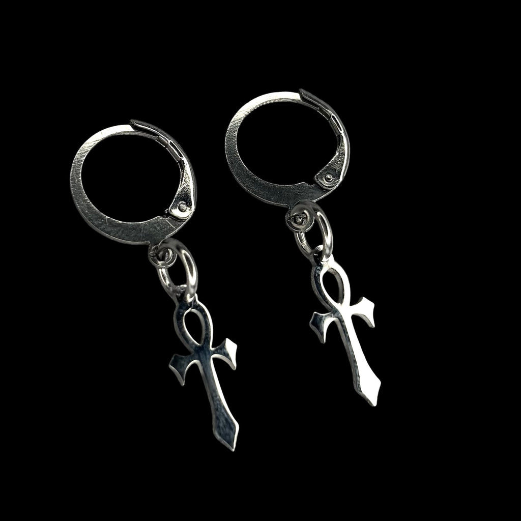 Mini Stainless Steel Ankh Earrings