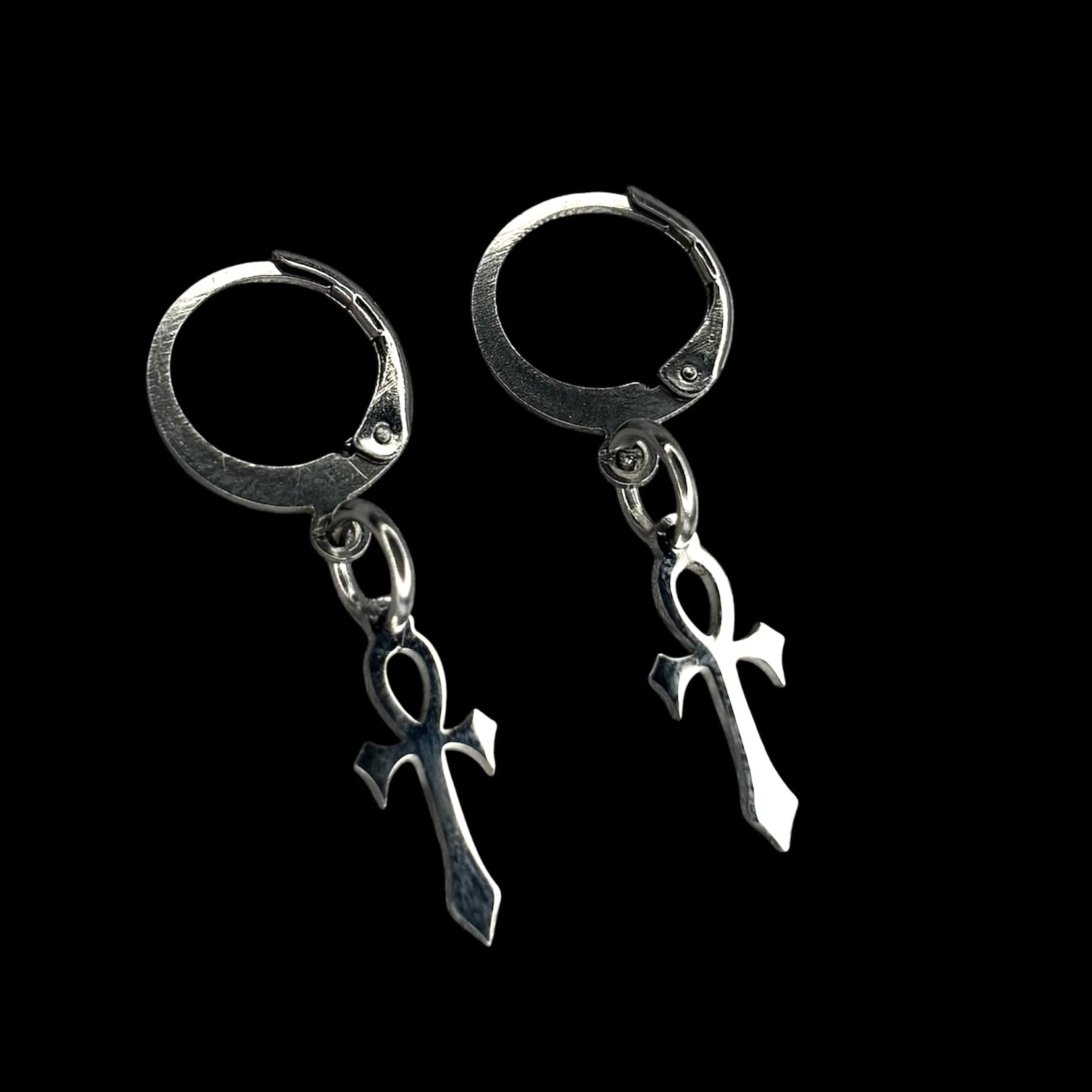 Mini Stainless Steel Ankh Earrings