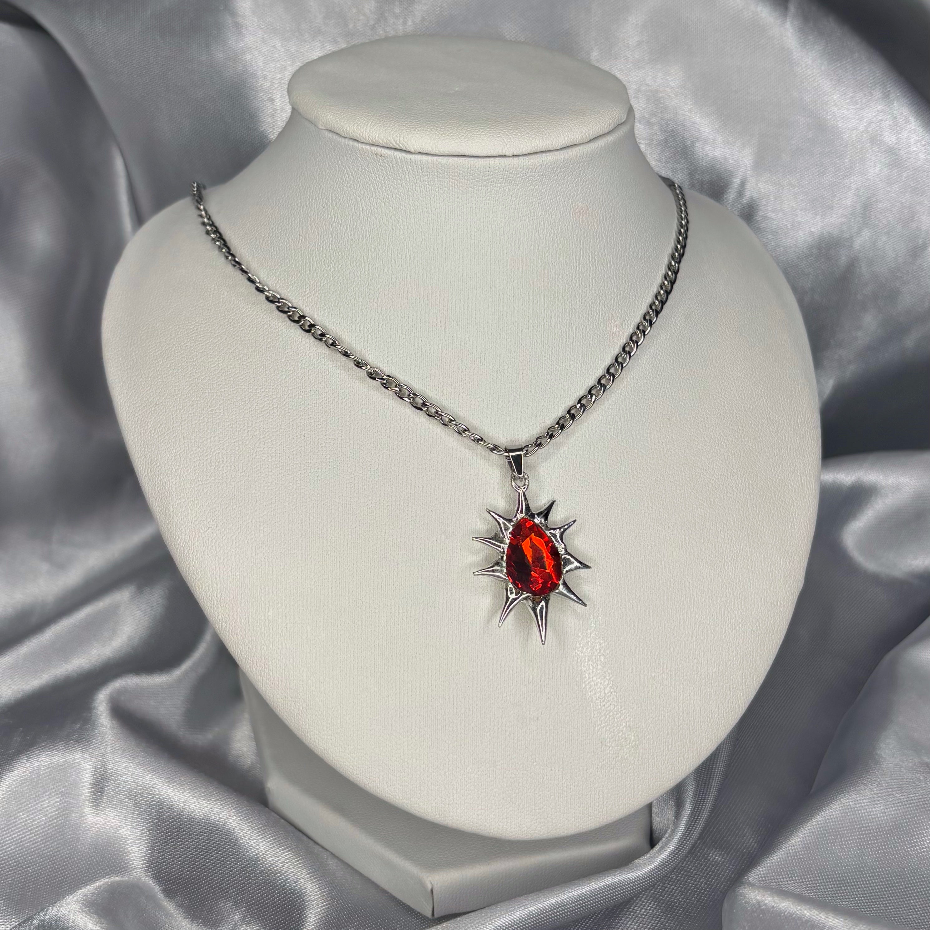 Soldered Red Teardrop Necklace