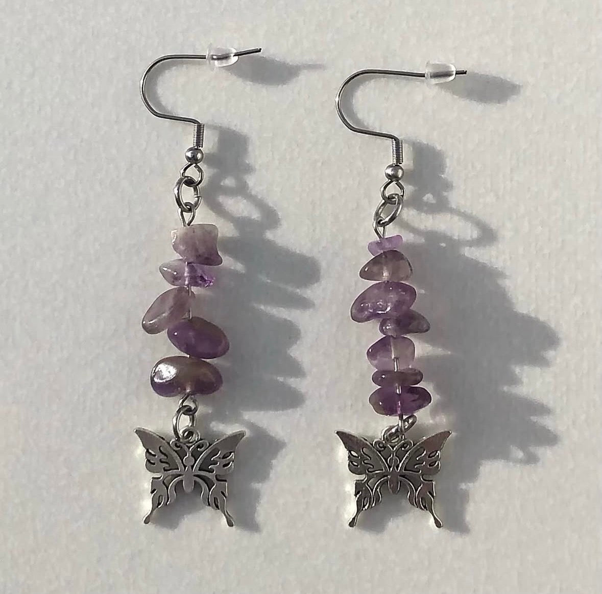 Amethyst Butterfly Earrings