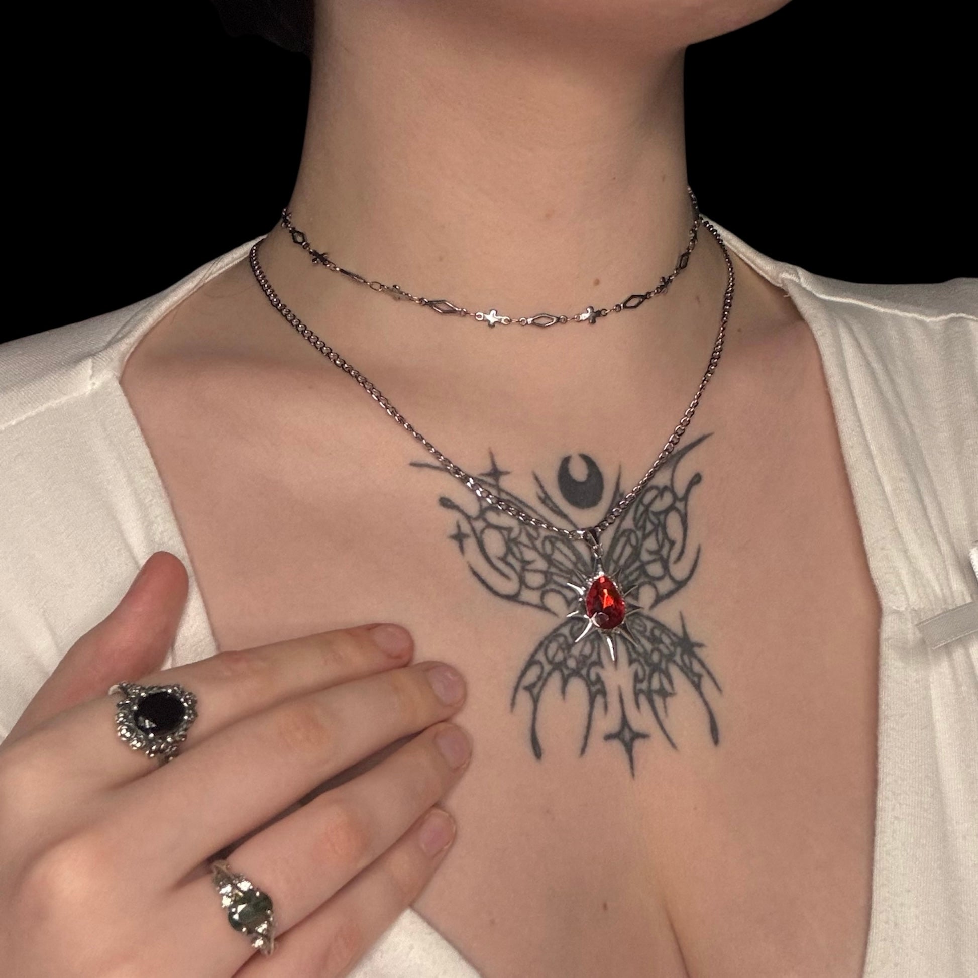 Soldered Red Teardrop Necklace