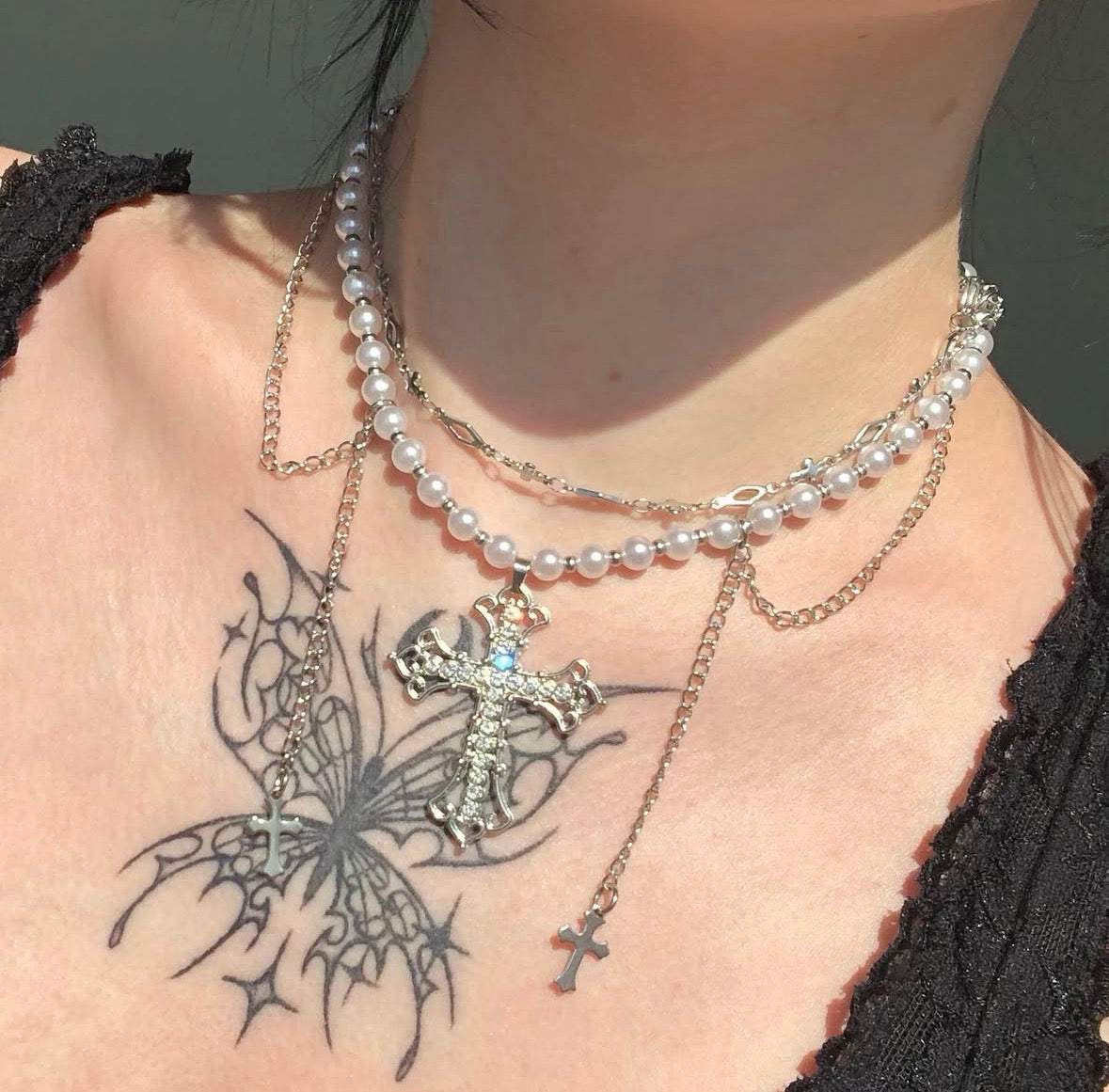 Rhinestone Cross Necklace