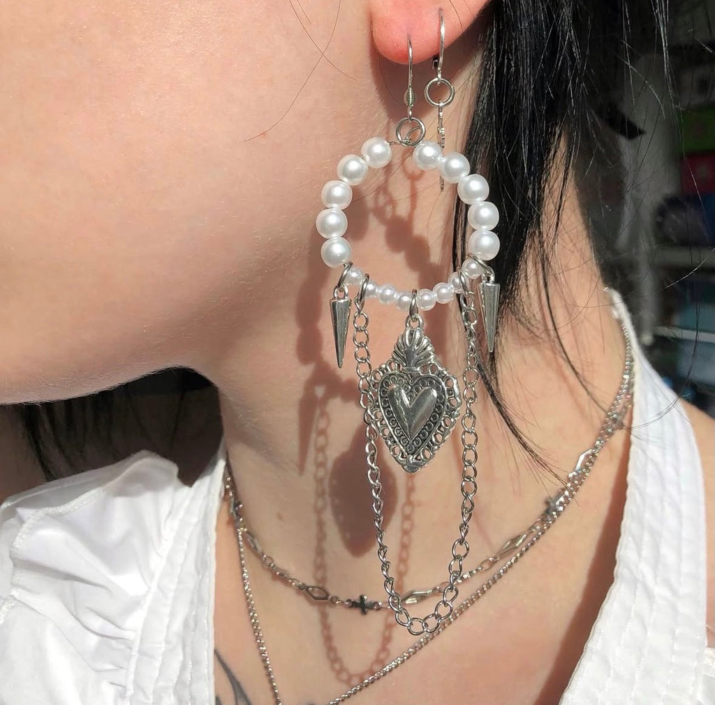 Sacred Heart Pearl Earrings