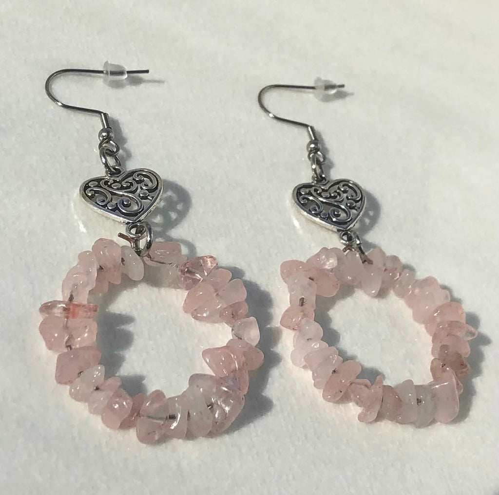 Rose Quartz Hoop Earrings