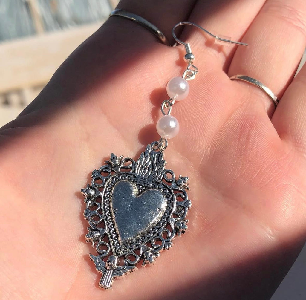 Sacred Heart Pearl Earrings