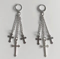 Stainless Steel Triple Cross Earrings