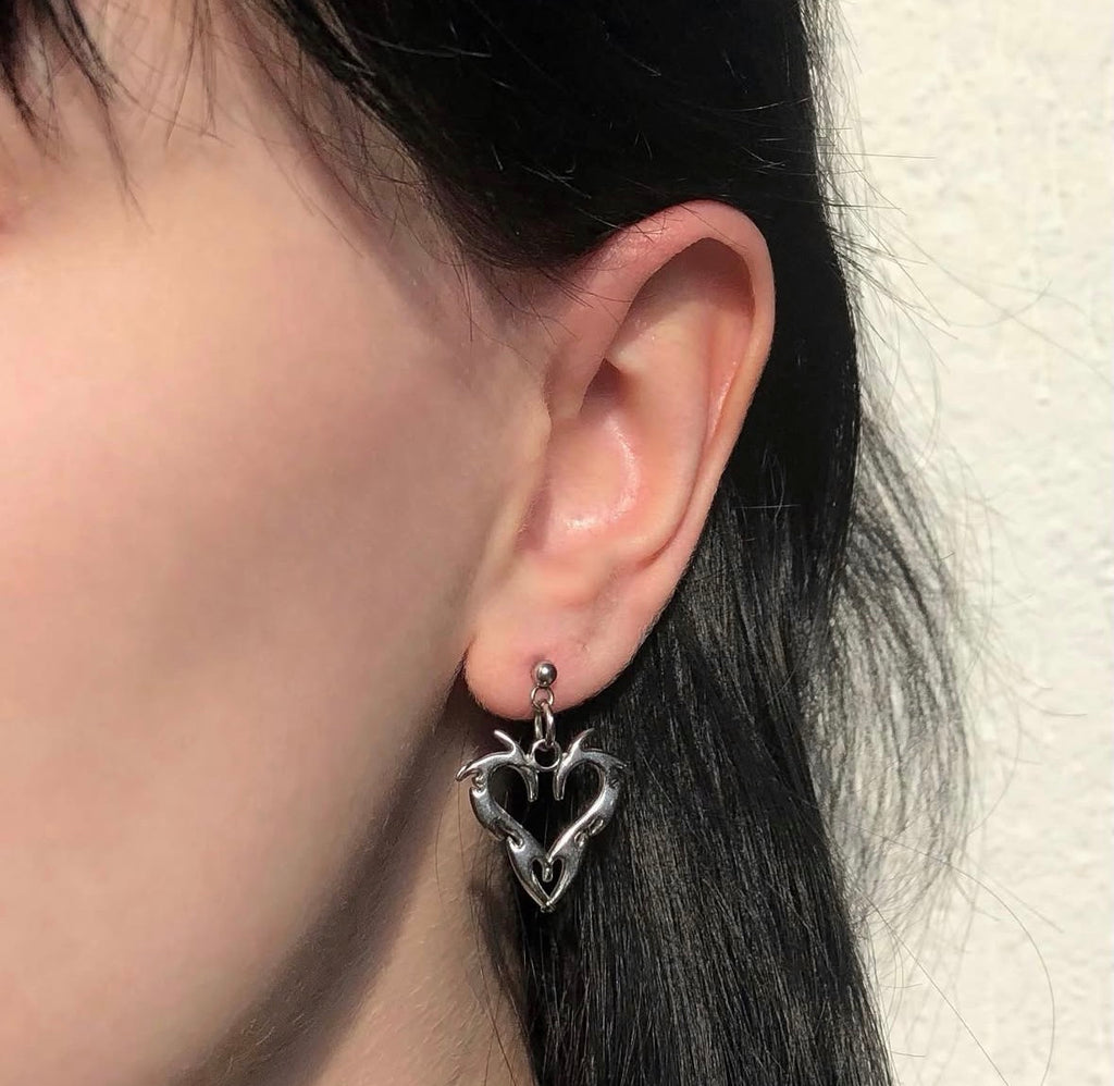 Mini Tribal Heart Earrings