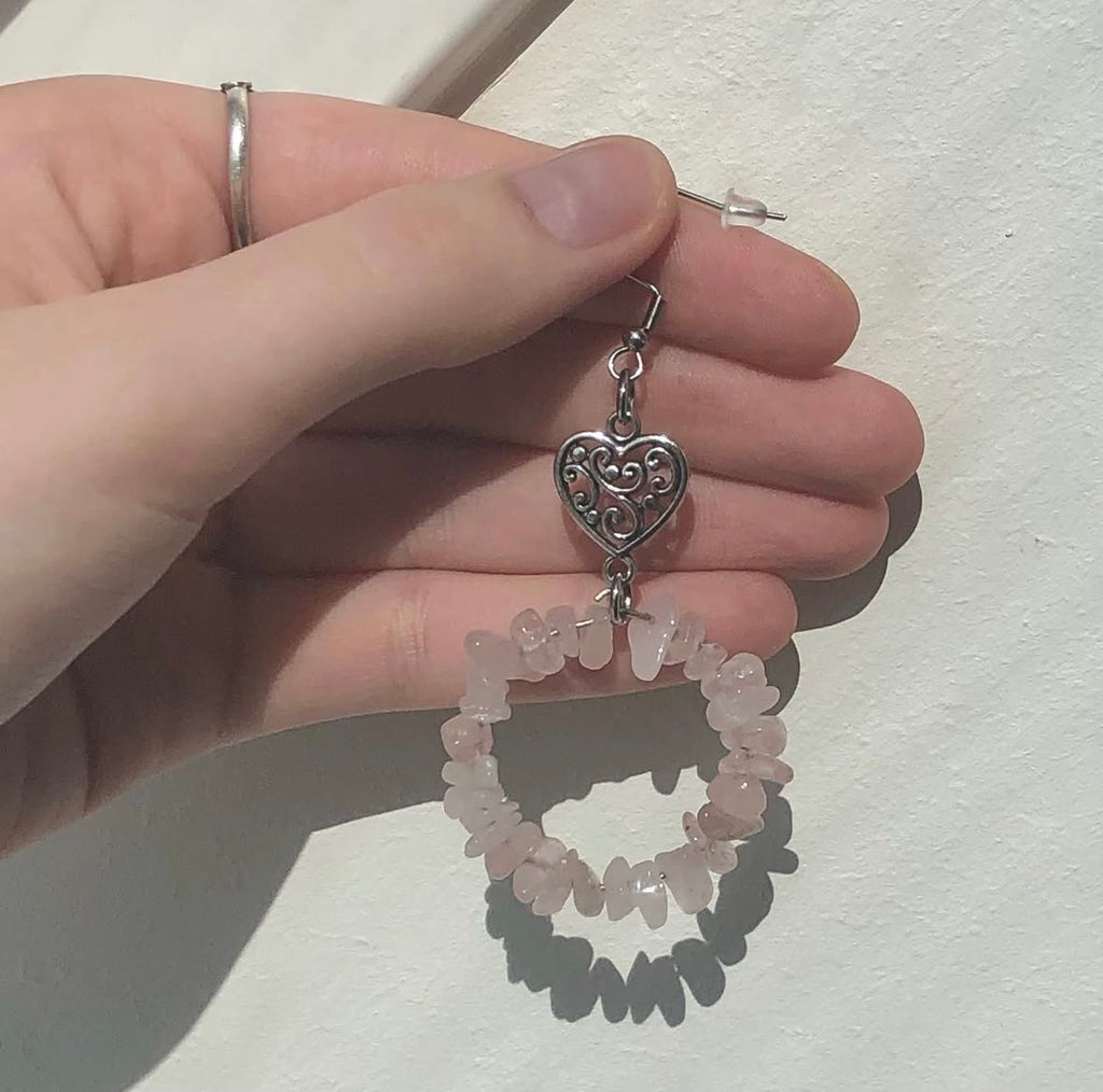 Rose Quartz Hoop Earrings