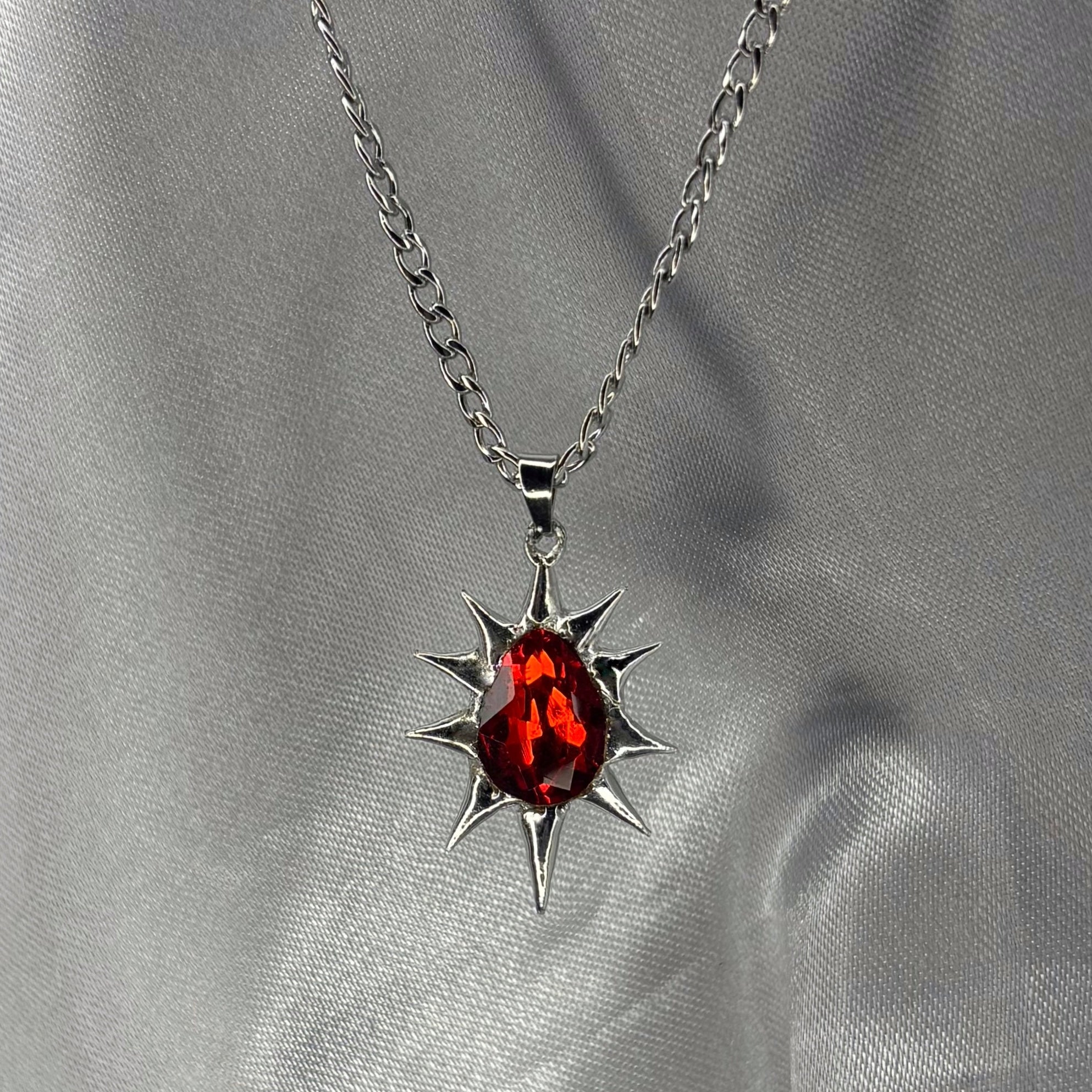 Soldered Red Teardrop Necklace