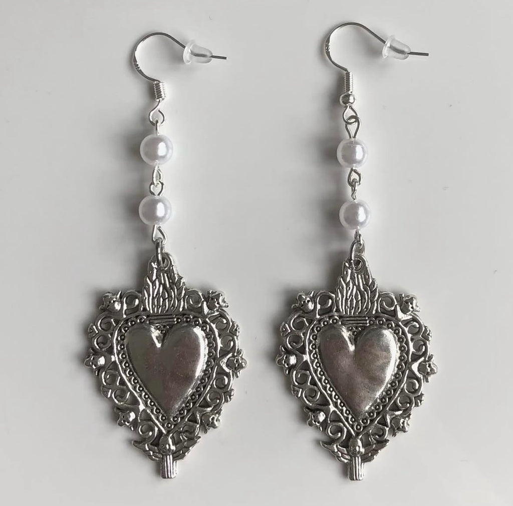 Sacred Heart Pearl Earrings