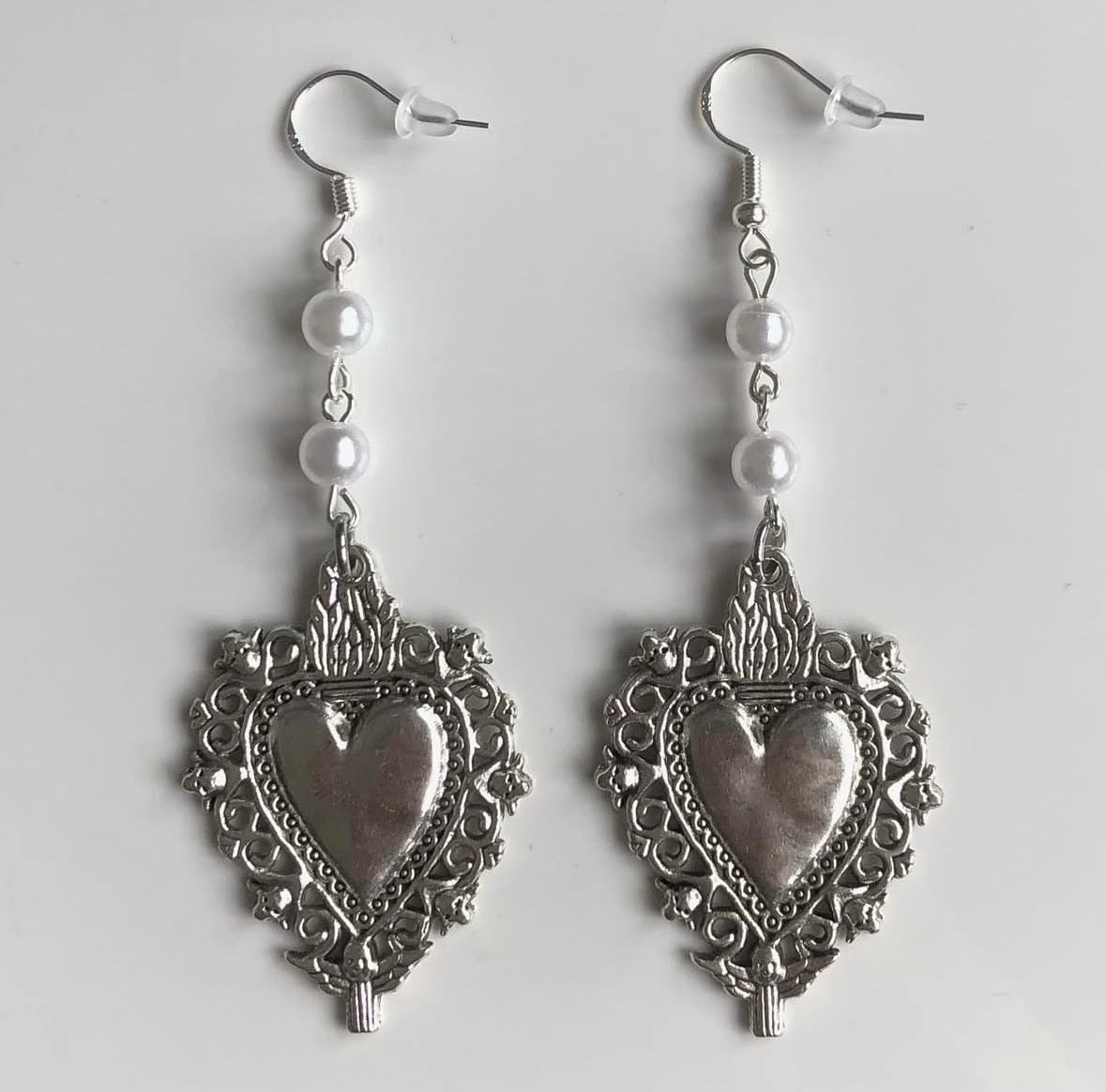 Sacred Heart Pearl Earrings