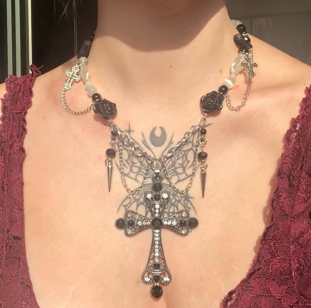 Black Widow Cross Necklace